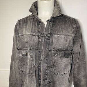 Zara Men's Washed Black Denim Jacket XL